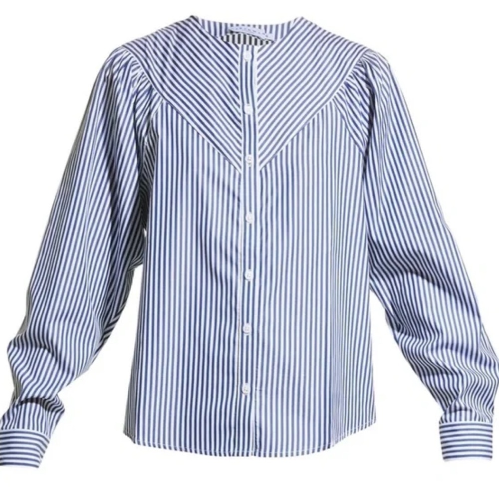 NWOT harshman Cari Striped Long-Sleeve Shirt XS - Picture 2 of 9